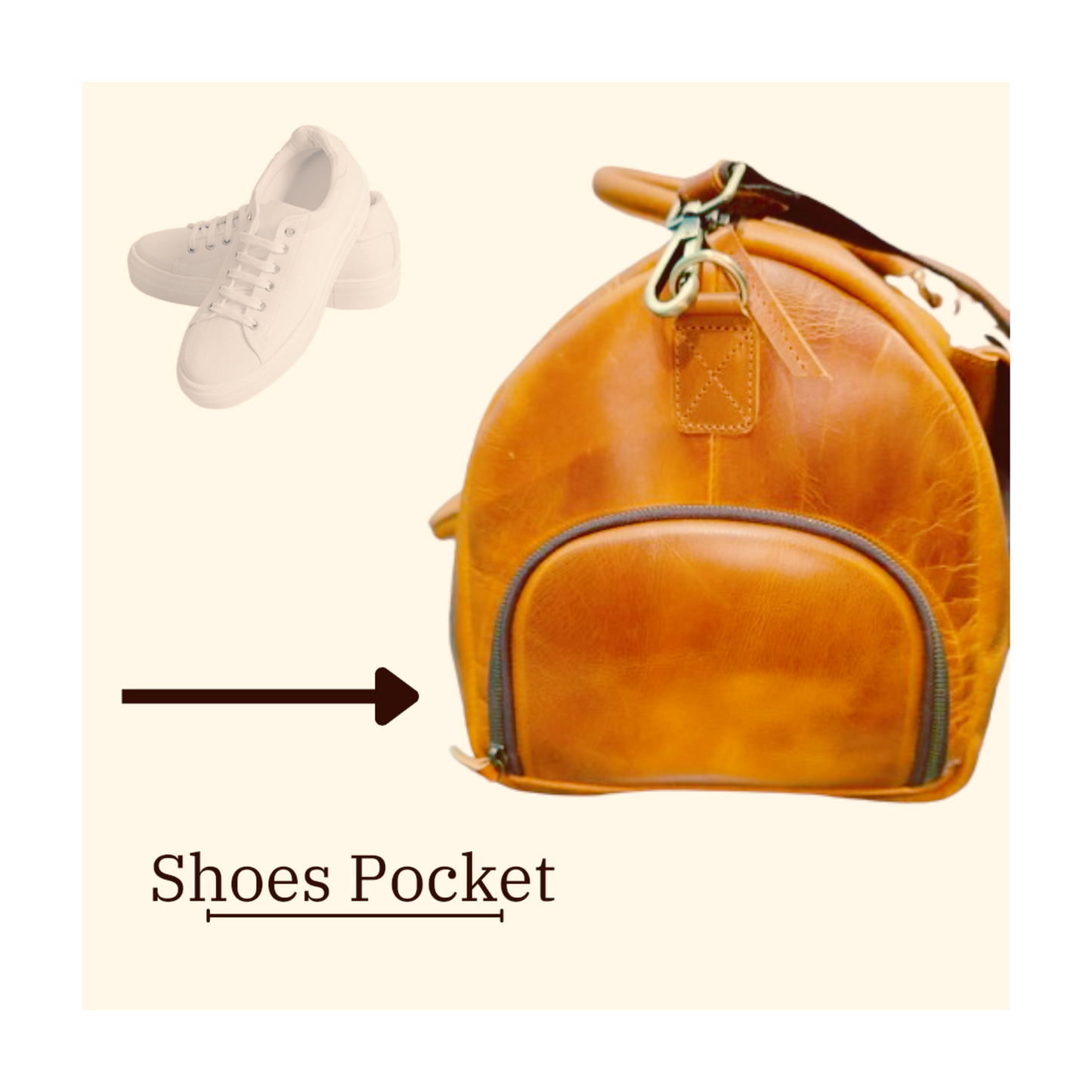 Tan Leather Duffel Bag